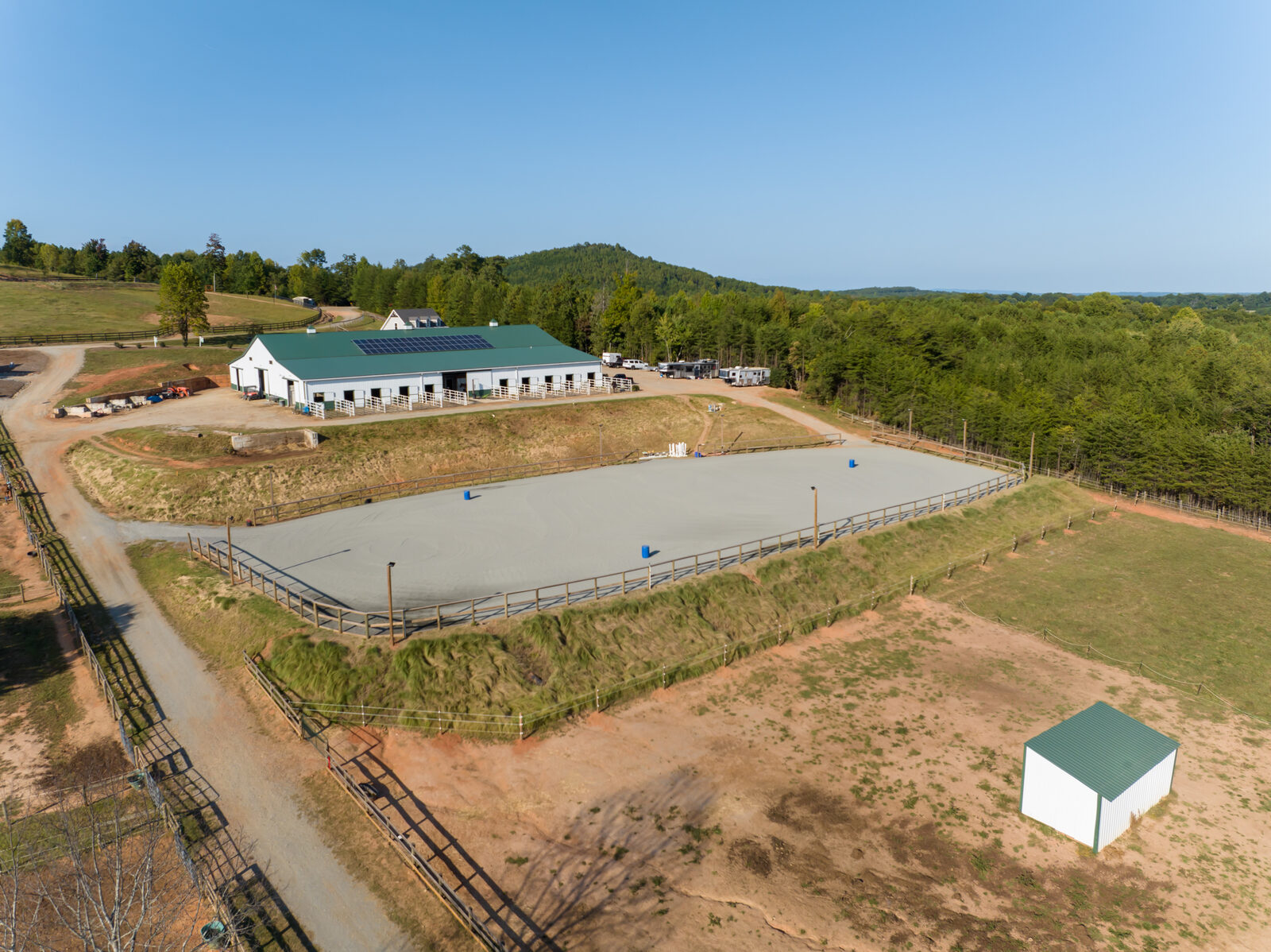 Aerial view of Stout Stables equestrian estate